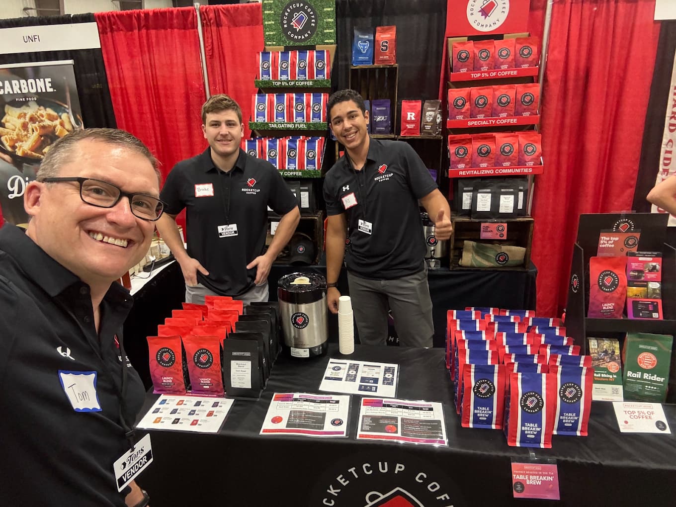 A team in their branded apparel