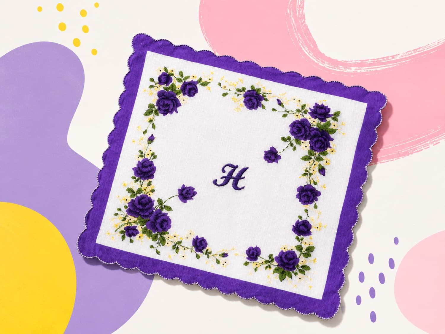 Monogrammed embroidered handkerchief